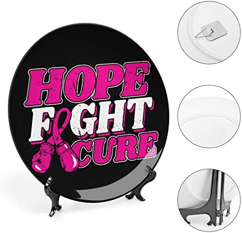A conscientização do câncer de mama esperança luta cura placa decorativa redonda placa de cerâmica osso placa de porcela
