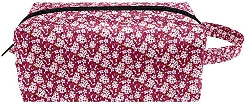 Flores de cereja Sakura Padrão Bolsa de maquiagem de viagem Saco de cosméticos elegante para mulheres penduradas para