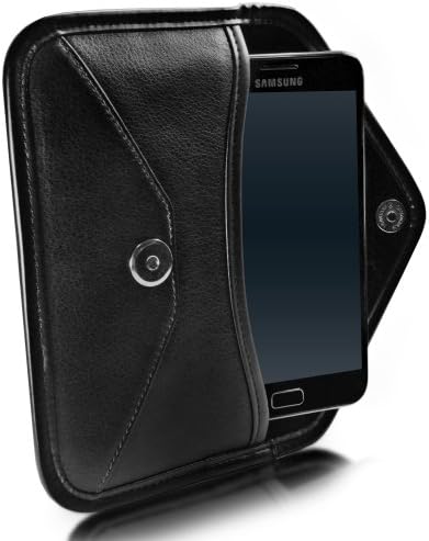 Caixa de ondas de caixa compatível com Samsung Galaxy J7 Star - Elite Leather Messenger Bolsa, Design de envelope de capa de couro sintético para Samsung Galaxy J7 Star - Jet Black