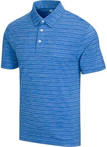 Camisa de golfe listrada em ajuste seco para homens - mens de 3 botões de camisa polo de colarinho - Ultra Soft