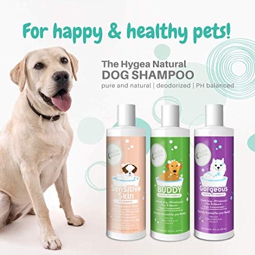 Hygea Natural Buddy Dog Shampoo - Nutrição de shampoo para cães - fórmula de aveia com aloe e vitamina E - ingredientes
