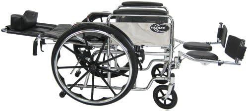 Cadeira de rodas reclinável Karman em 20 polegadas com apoio de cabeça e travesseiro removível, quadro cromado