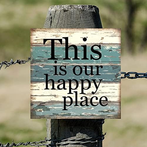 SilyHeart Este é o nosso lugar feliz em madeira emoldurada placa de madeira Palavras rústicas letras de madeira decoração