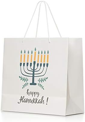 Bolsa de presente de Hanukkah - Todo Bolsa de Presente Branca Chanukah Solga Kraft Paper Goodie Bolsa, apenas bolsa grande