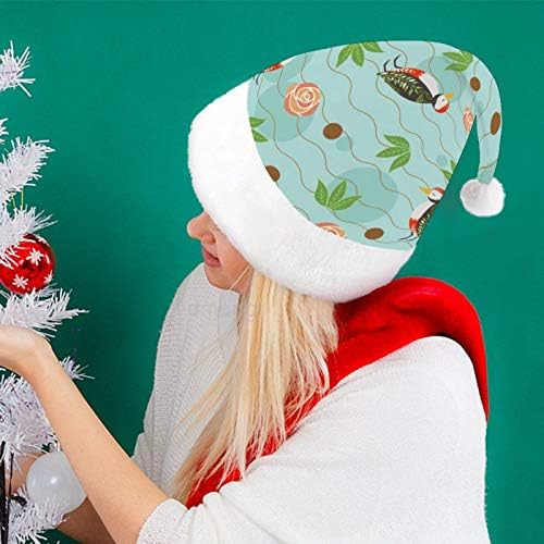 Chapéu de Papai Noel de Natal, Flores de Bird Flores de Natal Chapéu de Férias para Adultos, Unisex Comfort Hats de