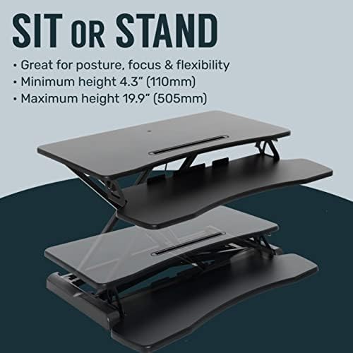 Techorbits Standing Desk Converter - 32 polegadas ajustáveis ​​Sit para ficar de pé estação de trabalho de mesa,