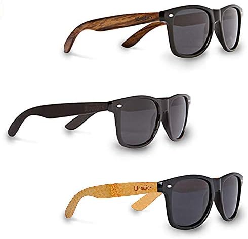 Woodies Três óculos de sol polarizados a granel | Madeira de nogueira, madeira de ébano e óculos de sol de madeira de bambu