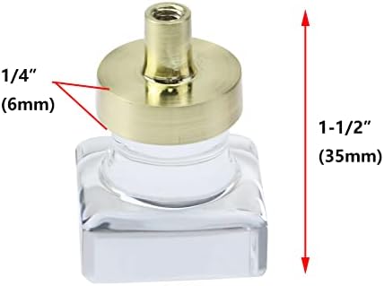 Antrader 1 × 1 botão de cristal, traço de gabinete puxado de gaveta de cristal quadrado para hardware de mobília de cômodos