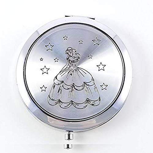 12pcs Quinceanera Silver Compact Round Hand Mirror Sweet 15 Design