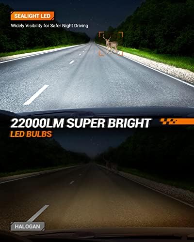 Sealight 9005 9006 Pacote de combinação H11 lâmpadas LED, 100W 22000 lúmens 600% Super Bliptness H11/H9/H8/H16 Tamanho sem