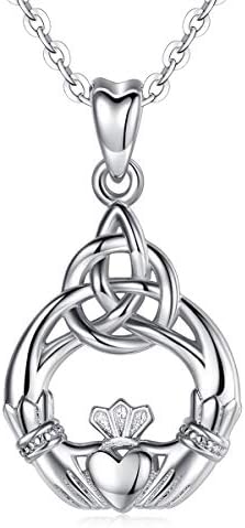 Infuseu Sterling Silver Celtic Jewelry for Women, Dainty Irish Charm Pinging Colares Presentes para ela, Chain de 18
