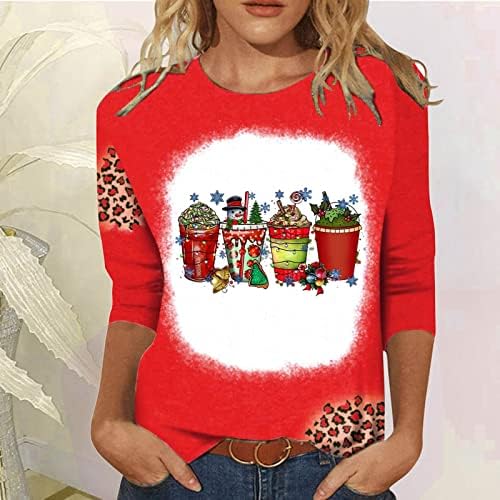 Sweater Feia de Natal para Mulheres Ano Novo 2023 Funnamente Crewneck Sweweweatshirts 3/4 Camisetas de Camisetas de Fall de Manga
