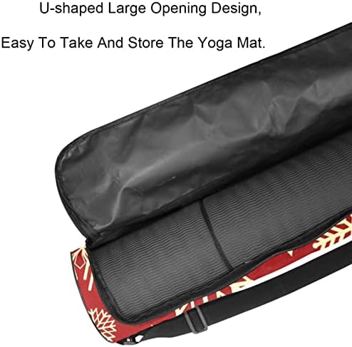 Bolsa de transportadora de ioga de fundo vermelho do floco de neve com alça de ombro de ioga bolsa de ginástica bolsa