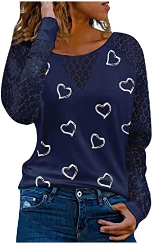 Mulheres t-camisas de jóias anel de jóias de manga longa Tops de moda de renda de renda de renda de t-shirt Camise