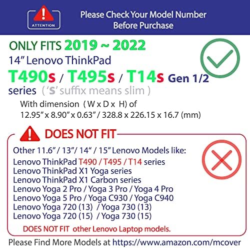 McOver Case Compatível para 2019 ~ 2022 14 Lenovo ThinkPad T490S | T495S | T14S GEN 1/2 SLIM SERIE
