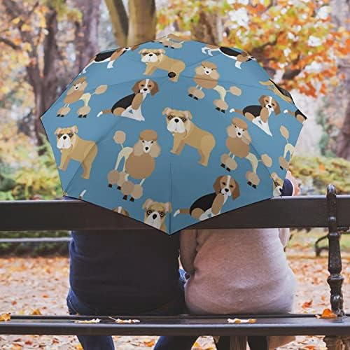 Padrão de cão de estimação fofo Pequenos guarda -chuvas portáteis Viagem dobrável Automático forte resistente ao vento guarda -vento
