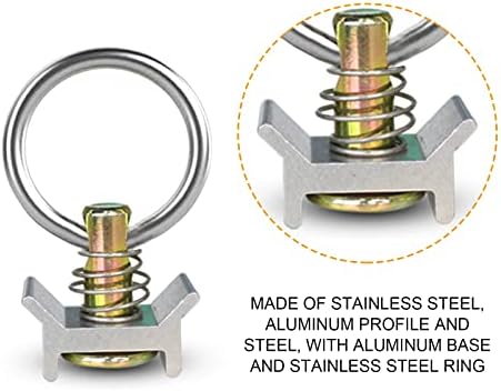 ENJ 12 peças Facting Single Studing L Track 4.000 lb com controle de alumínio redondo de anel de aço inoxidável Controle de carga