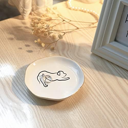 Impressão de arte de linha minimalista vincômica, presentes para que gostam de cães, bugigangas de anel de bandeja de jóias, bugiganga