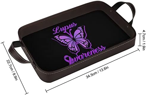 Butterfly Lúpus Consciência Ribbon Leather Decorative Bandeja personalizada Organizador de armazenamento de bandeja