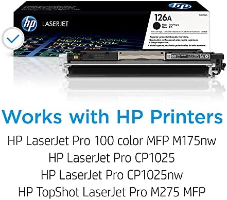 HP 126A Cartucho de toner preto | Trabalha com a série HP LaserJet Pro 100 Color MFP M175, série HP LaserJet Pro CP1025, HP Topshot