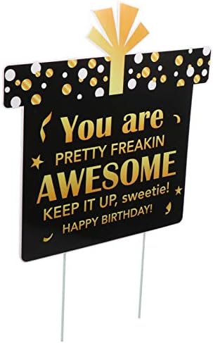 AMOSFUN BITHDAY Party Yard Sign Box Shape de aniversário Sinais de grama de aniversário para crianças adultos de aniversário