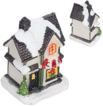 Casa da vila de Natal da Liyjtk Led Led Resin Christmas Cenas Village Houses com Bateria LED Battery Operated Building