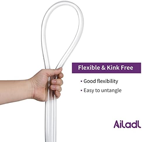 Ailadl 5/16 ID Tubulação de plástico transparente, 50 pés de comprimento, tubulação de vinil clara flexível, resiste a torção,