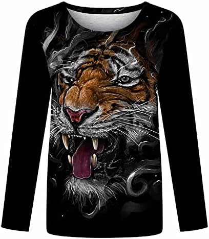 Camisetas de manga comprida Tigres de animais 3D Tigres de animais 3D Tees gráficos casuais casuais moletom leve da moda Tops de