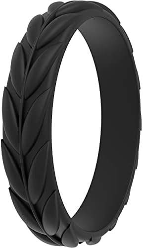 Thunderfit Silicone Rings for Women 7 Rings / 4 Rings / 1 anel - Design de folhas Bandas de casamento - 5,2 mm de largura -