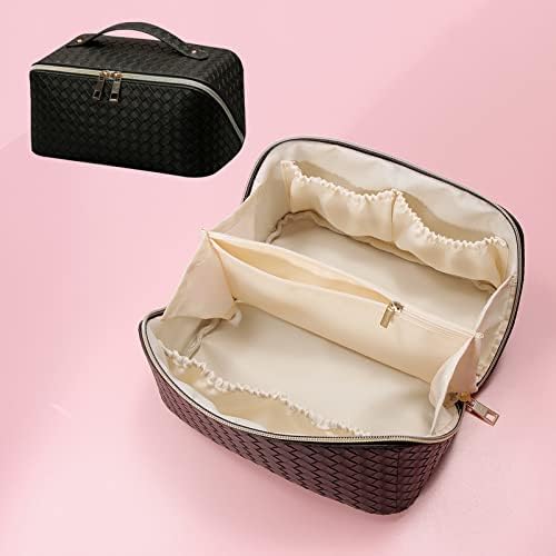 Bolsa de higiene pessoal de viagem, bolsa de cosméticos de grande capacidade abre plano para fácil acesso, bolsa organizadora