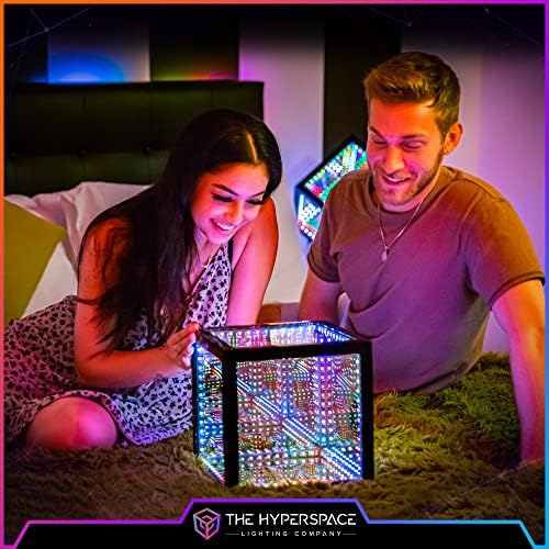 A empresa de iluminação de hiperespaço Hypercube Infinity Cube LED LUZ - Lâmpada de mesa de mesa reativa de 10 polegadas - Cool & Creative RGB Multicolor Decorativo espelho de mesa