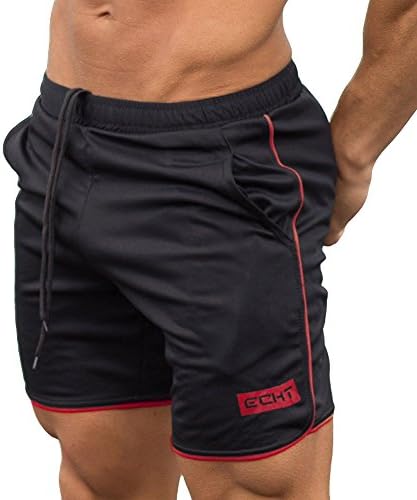 Algodão Shorts Men Men, 5 polegadas de bodybuilding calças de fitness treino