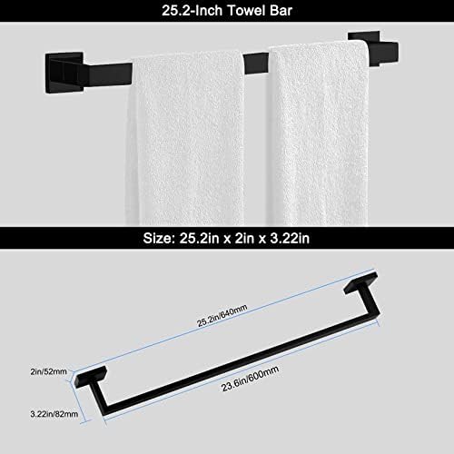 Barra de toalha de banho ralbay, aço inoxidável premium 5 peças acessórios de hardware do banheiro conjunto de toalhas montadas