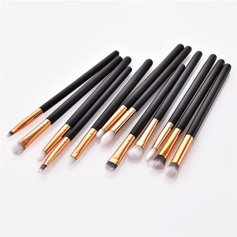 Ganfanren 12pcs Olhos profissionais Bruscos de maquiagem Definir a alça de madeira Eyeshadow Eyeliner Eyeliner Blending Power Brush