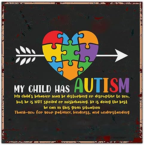 Meu filho tem autismo sinal de lata Autism alertando metal sinal de metal autismo consciência de família Família Arte