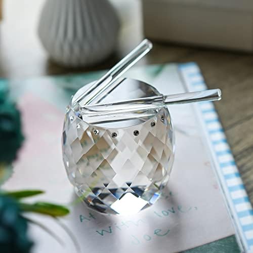 H&D Hyaline & Dora Crystal Drum Figuras Collectibles, Clear Glass Art Art Paperweight Sculpture Statue for Home Christmas