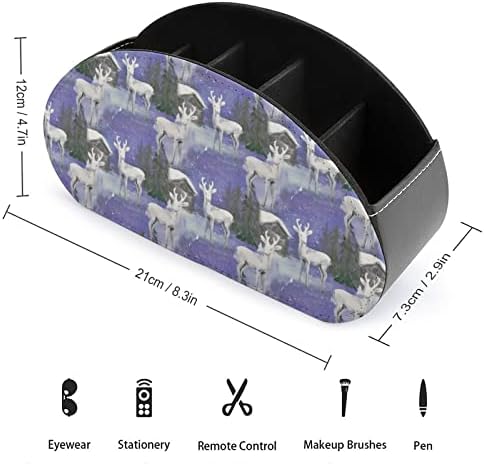 Caixa de organizador de suporte remoto de padrão de veado com 5 compartimentos caixa de armazenamento remoto de TV para o quarto
