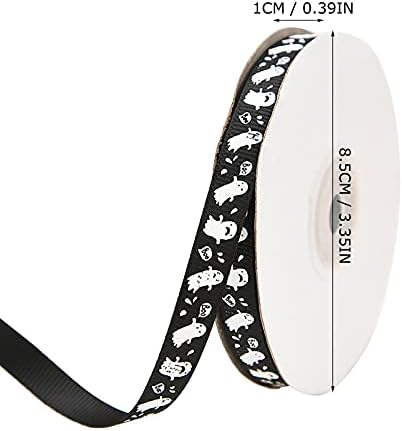 Jackruler Halloween Ribbon 1 cm 22 m Decoração Presente de seda Fita de fita de seda Casamento de fita, batismo e presentes