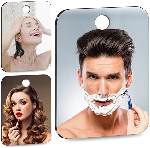 Espelho de chuveiro anti-capa para barbear e maquiagem, com espelho de viagem portátil, pequenos espelhos de parede/paredes, acessórios de banheiro, unissex