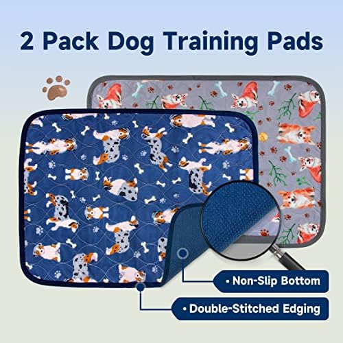Pedobi lavável almofadas para cães, 2 pacote de animais reutilizáveis ​​18 x 24, almofadas de treinamento à prova d'água, almofadas