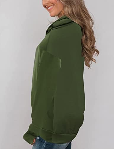 Zyyfly feminino capota de pescoço top top casual manga comprida camisa pulôver túnica moletons túnicos