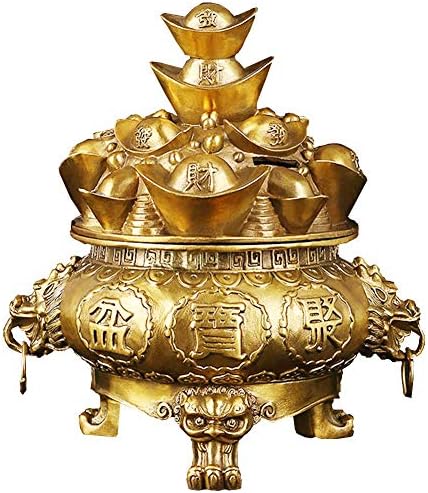 Liushi feng shui bronze ornamento lingot/yuan bao tesouro na estátua riqueza prosperidade estatueta, atraindo riqueza e boa sorte,