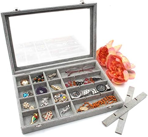 Kloud City Jewelry Box Organizer Storage Storage Grey-24 Grid)