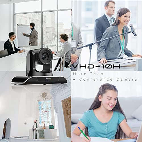 TENVEO PTZ Câmera da sala de conferência 10x Zoom óptico USB/HDMI/LAN FHD 1080P 60FPS 360 ° Vídeo webcam para streaming ao vivo Reunião