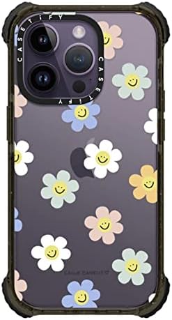 CASETify Ultra Impact iPhone 14 Pro Caso [5x GRAVO MILITAR Testado / 11,5 pés Proteção de queda] - Flor natural - preto brilhante brilhante