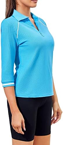 Aurgelmir feminino casual 3/4 manga Golf Polo T camisetas v treino de pescoço listrado slim fit tênis camisetas tops