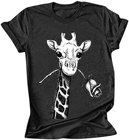 Womens plus size girafa imprimir camise