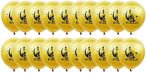 ABAODAM 20PCS 12 polegadas Golden Eid Mubarak Letra Impressão Balões de Balões Ramadan Kareem Ornamentos de Layout Decorations Supplies