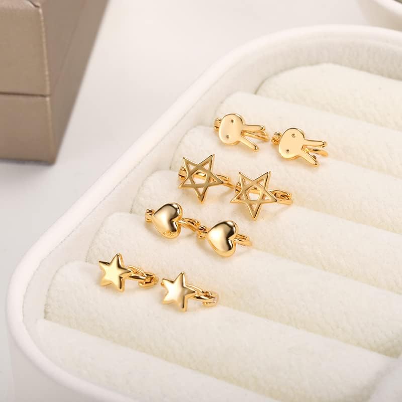 Brincos de coração de estrela do T3Store para mulheres meninas delicadas jóias de casamento dourado colorido de cor de coelho Brincos