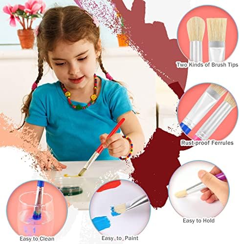 Pincéis de tinta para crianças, 8 PCs Criança infantil de pincel chubby Conjunto a granel para artesanato, pincéis para crianças laváveis ​​em idade pré -escolar para tinta aquarela de tinta acrílica, fácil de segurar e limpar